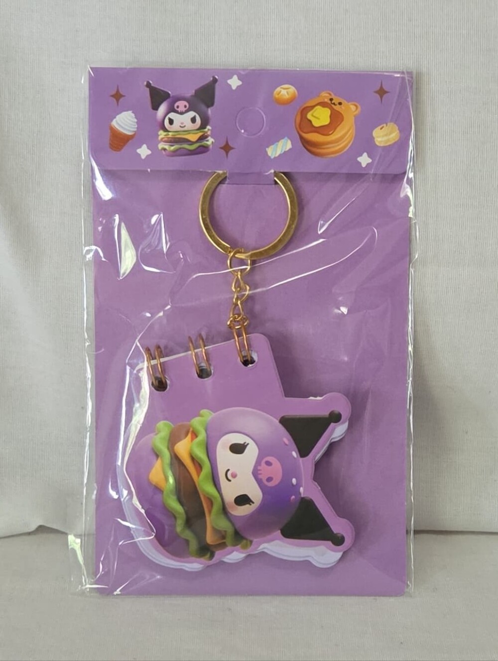 Kuromi burger mini notebook keychain